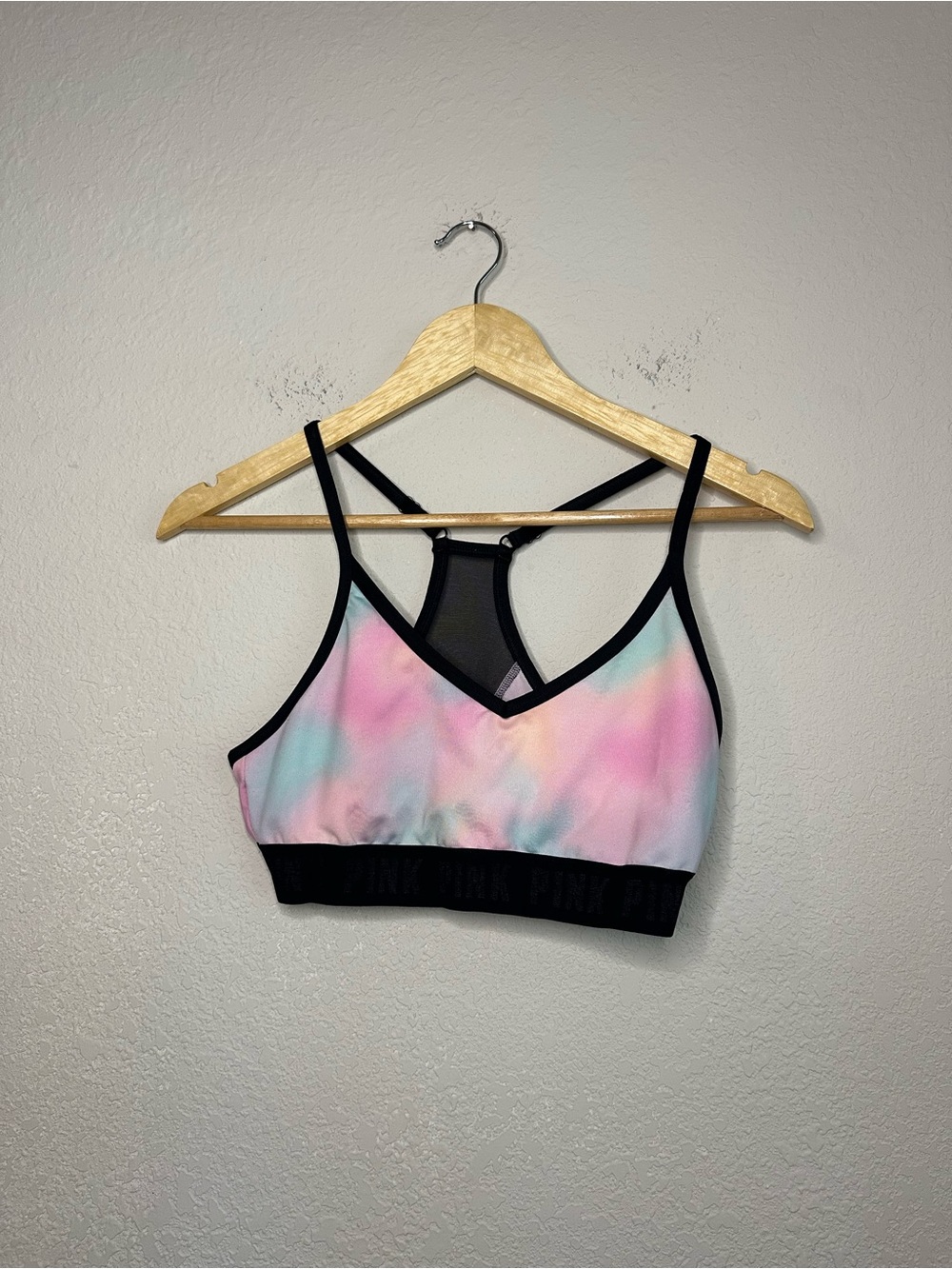 💫PINK Victoria’s Secret Women's Pastel Tie-Dye Strappy Sports Bra Size Medium